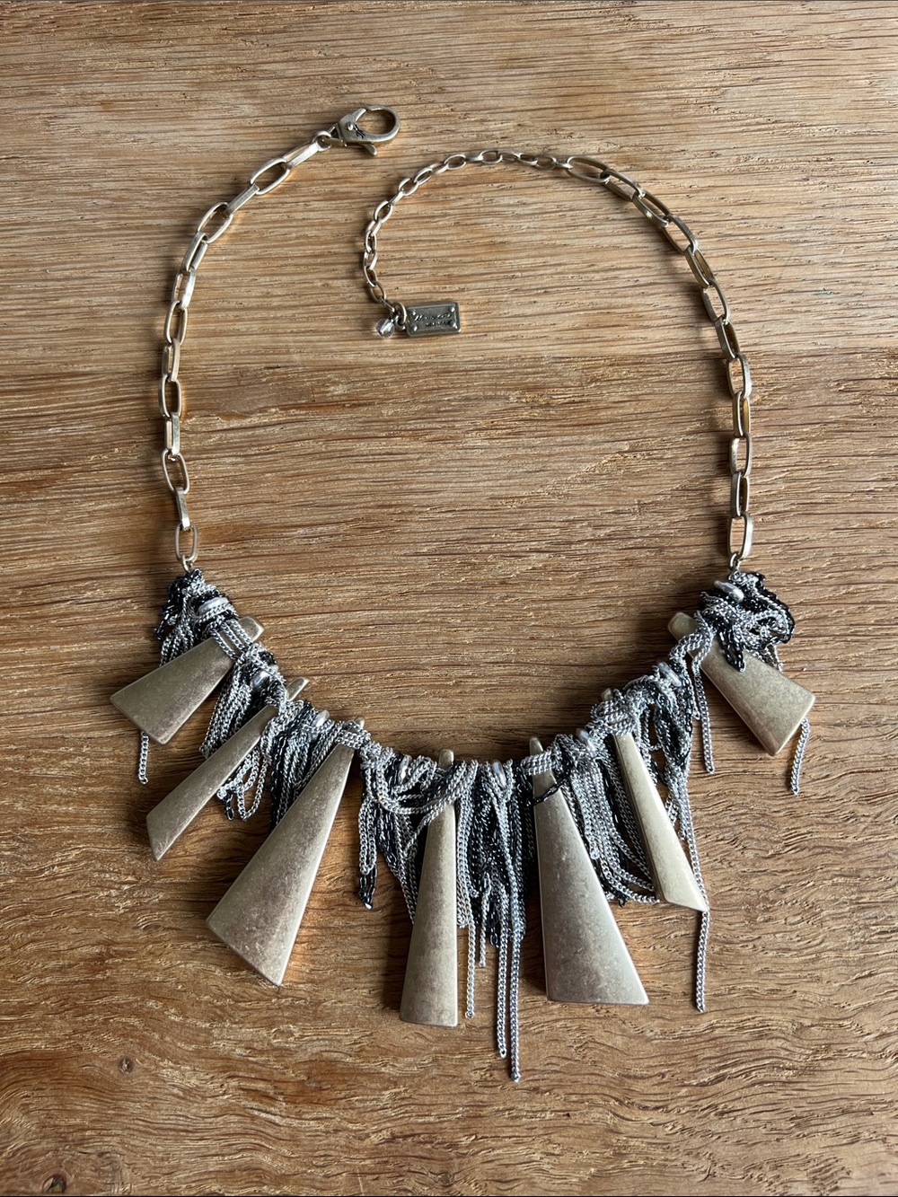 Kenneth Cole New York Silver-Tone Geometric Fringe Necklace